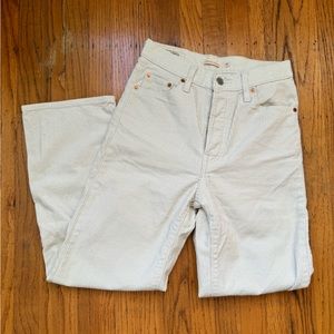 Levi’s Ribcage Straight Corduroy Pants in Ecru Wide Wale